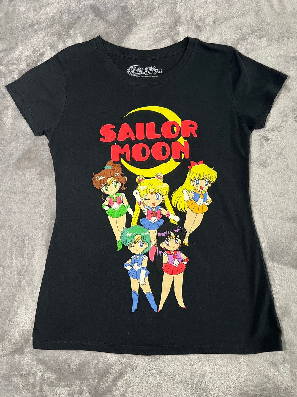 Sailor Moon T Shirt Womens XL Black Anime Graphic Tee Sailor Guardians Toei